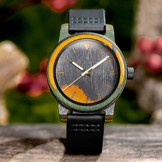 Olive wood watch