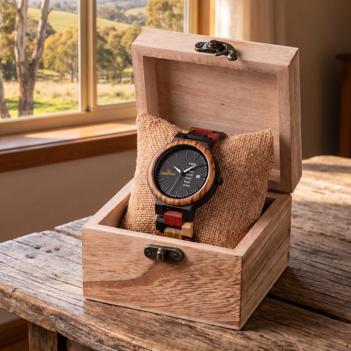 The Saddler Men's Wood Watch