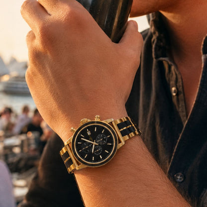 Gold Ebony Men's Wood Watch