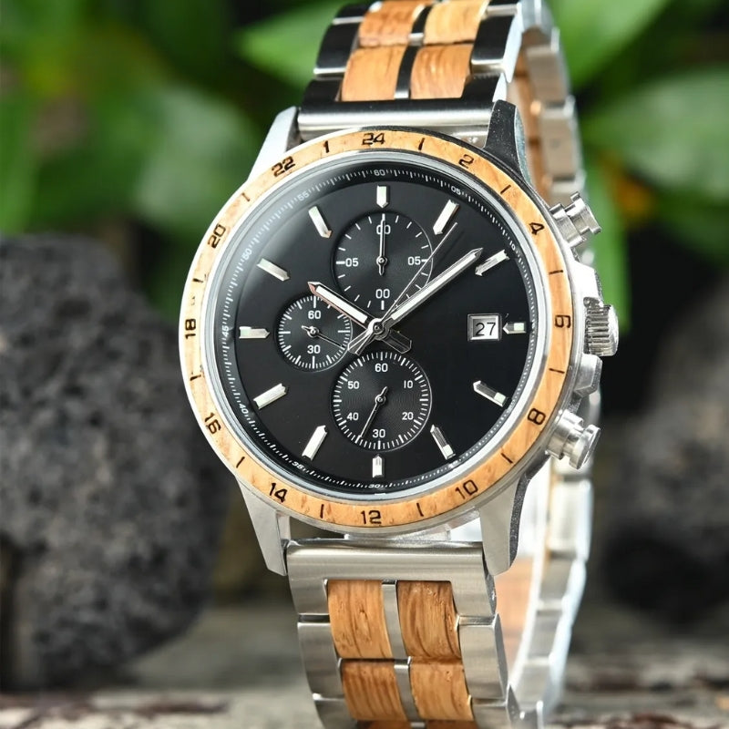 Wood on sale metal watch