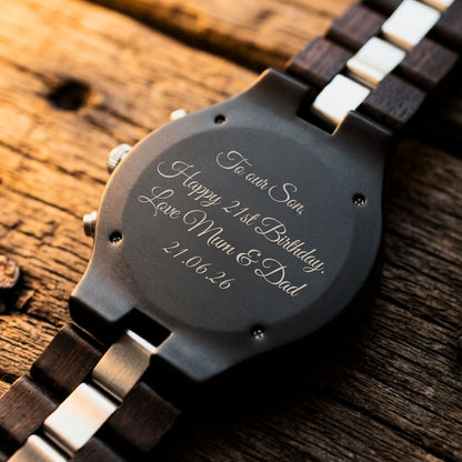 men's wood watch engraving