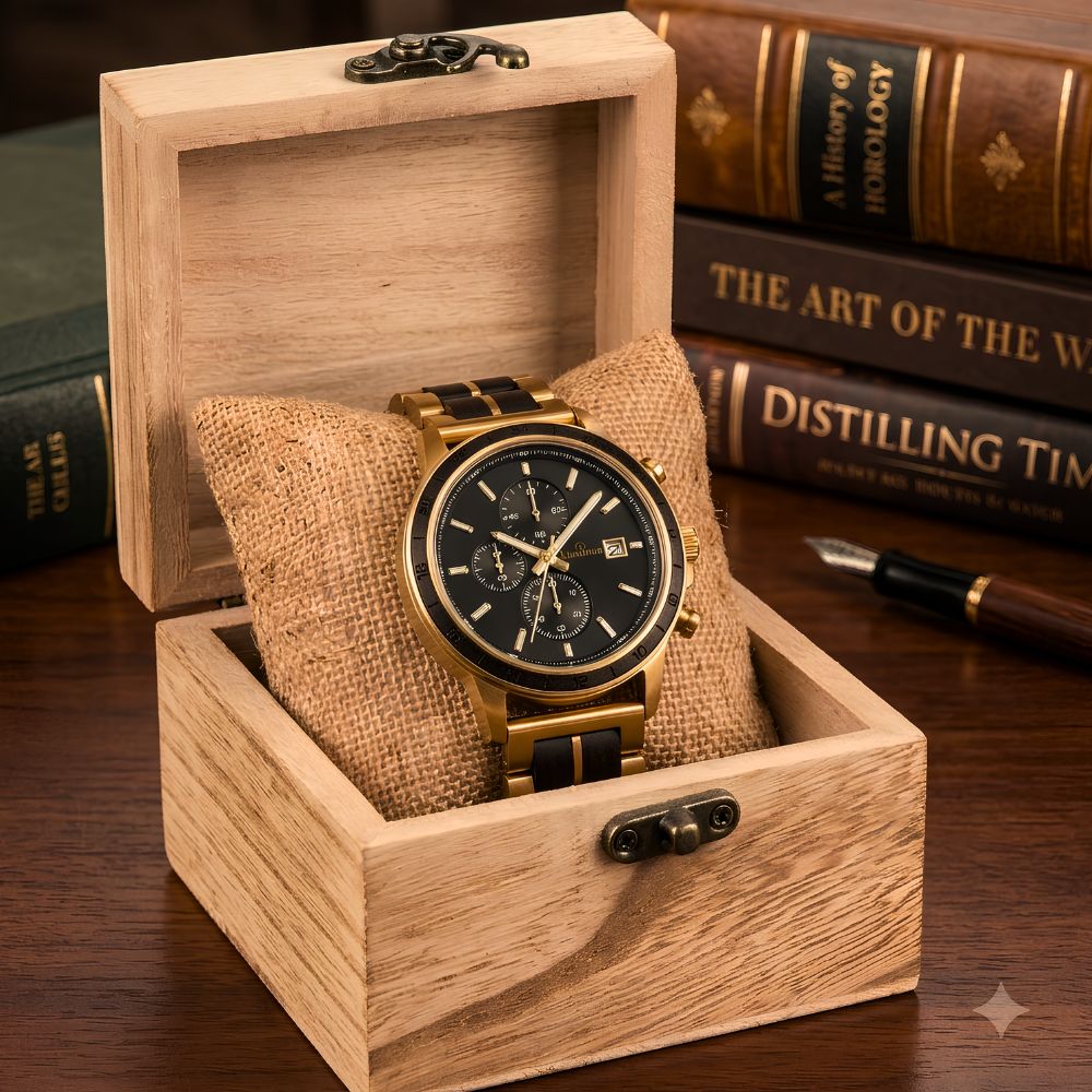 Gold Ebony Men's Wood Watch