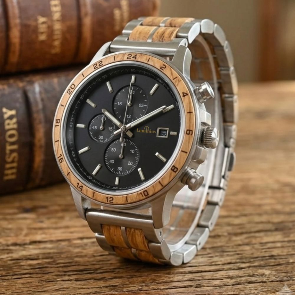 The Silver Oak Men's Wood Watch