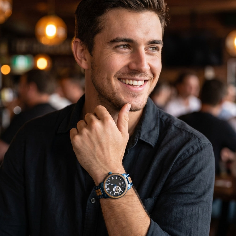 The Zebra Men's Wooden Watch