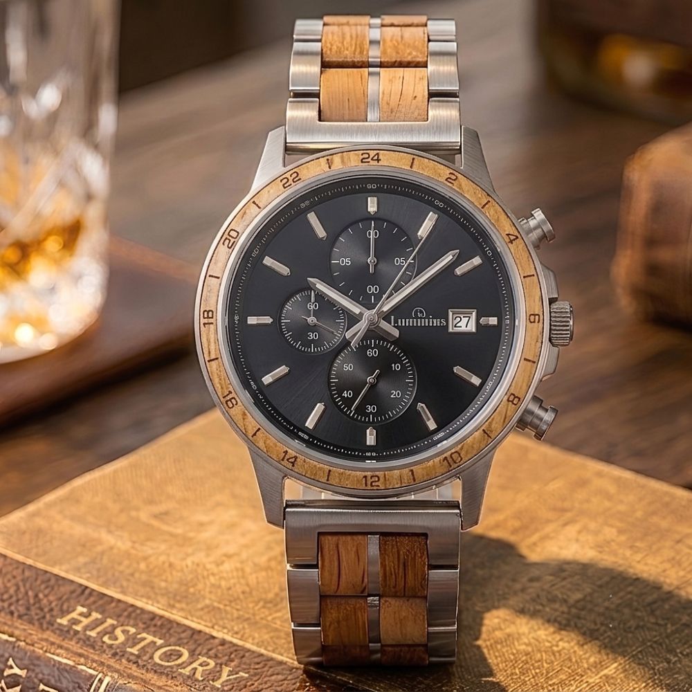 The Silver Oak Men's Wood Watch