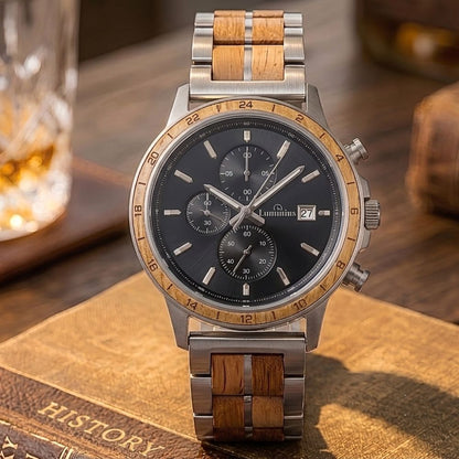 The Silver Oak Men's Wood Watch