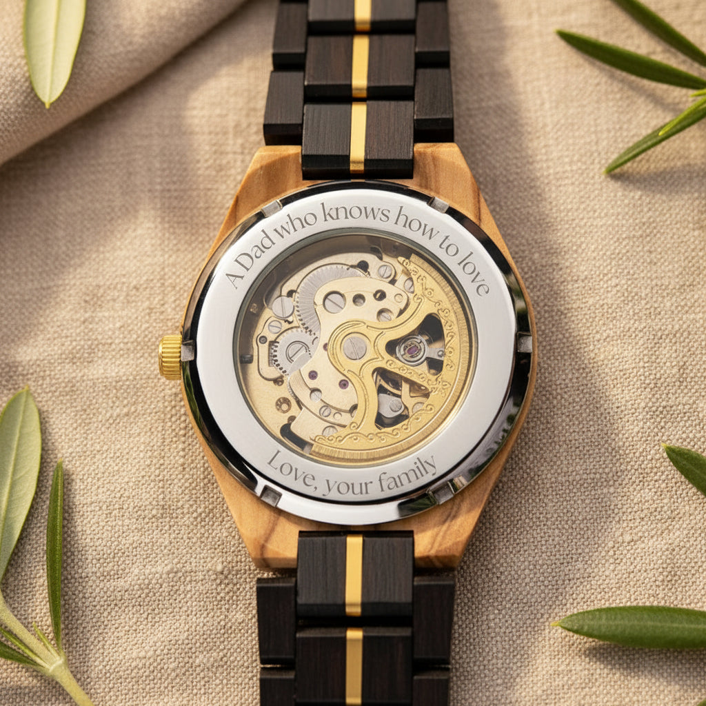 wood watch engraving for fathers day